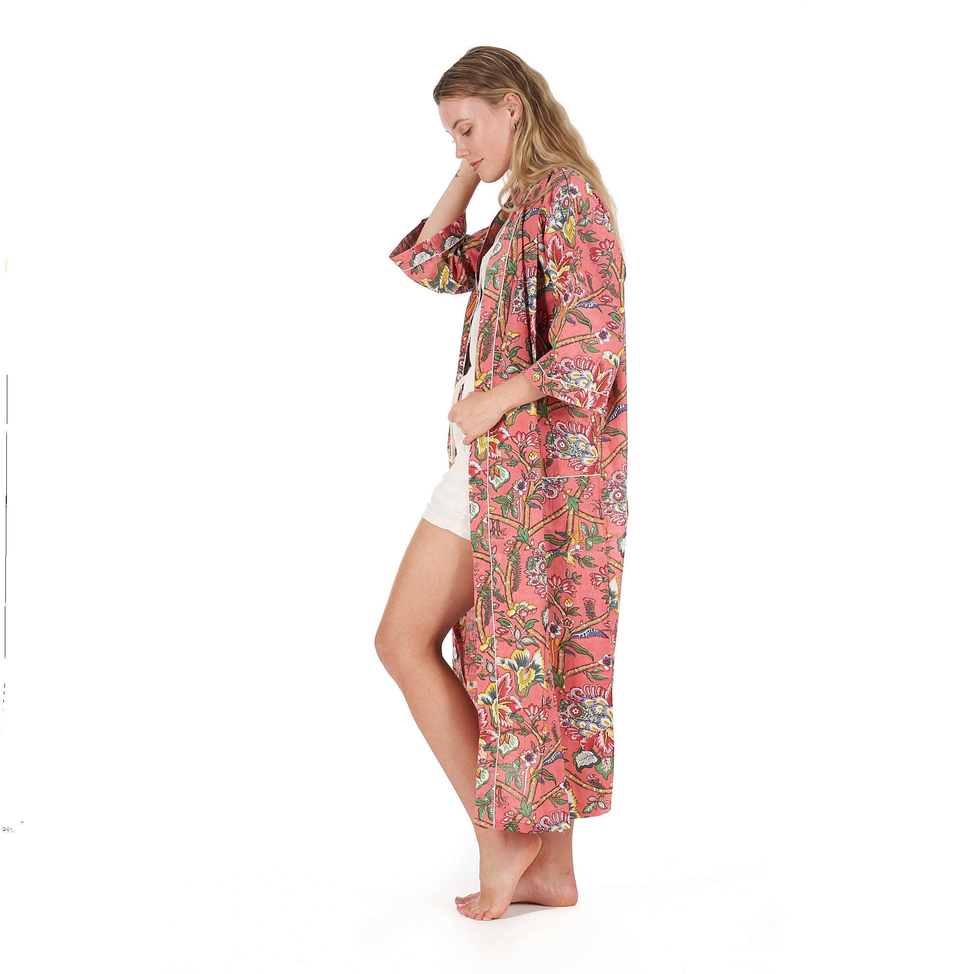 'Floral Splendour' 100% Cotton Kimono Robe