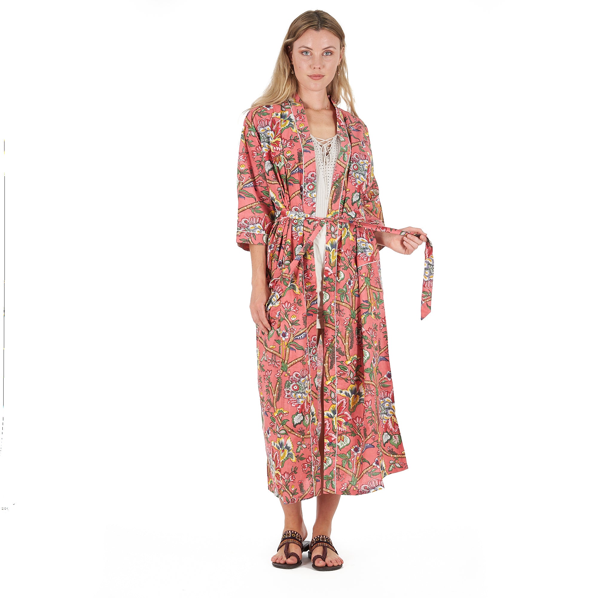 'Floral Splendour' 100% Cotton Kimono Robe