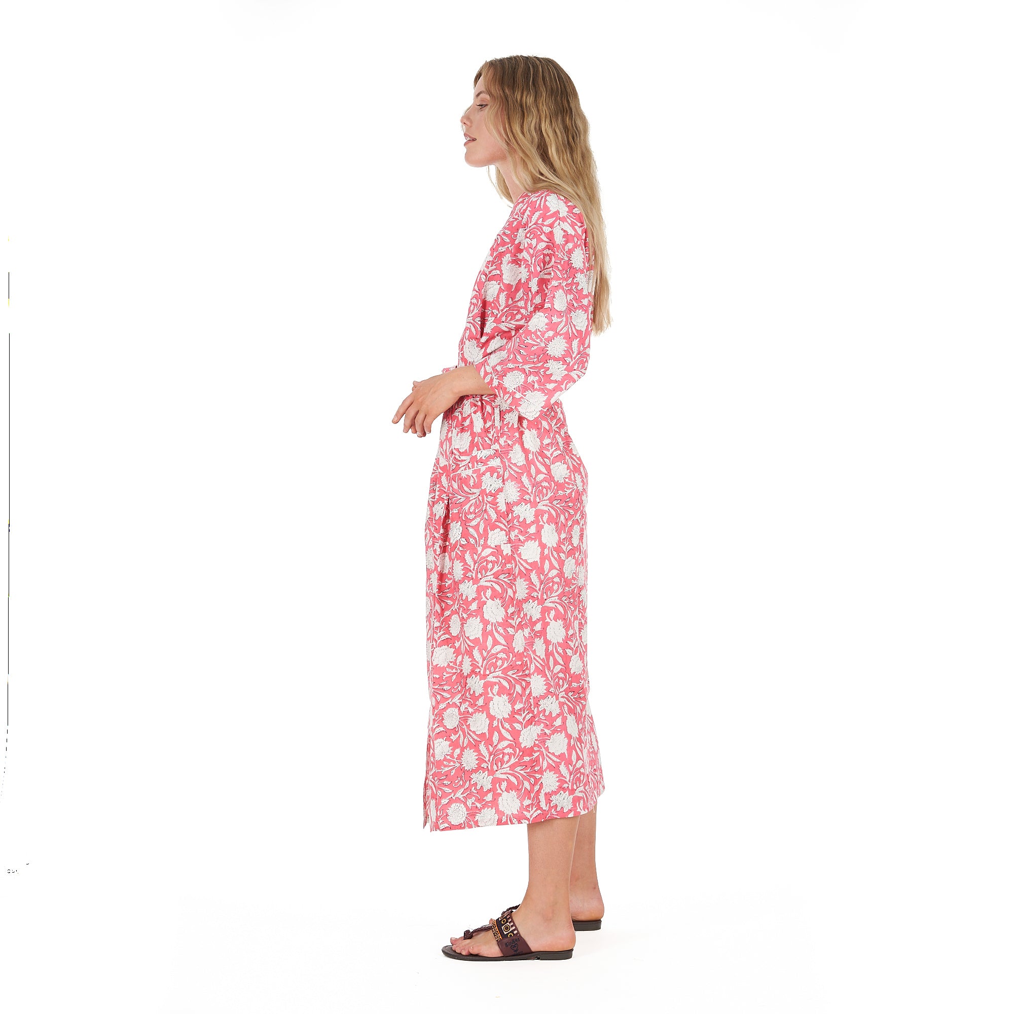 'White Blossom Bliss' 100% Cotton Kimono Robe