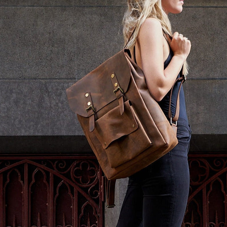 Leather Bag for Laptops and Diapers - Chandler's Adventure