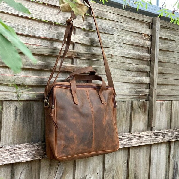 Rustic Leather Laptop Bag - Ivaan