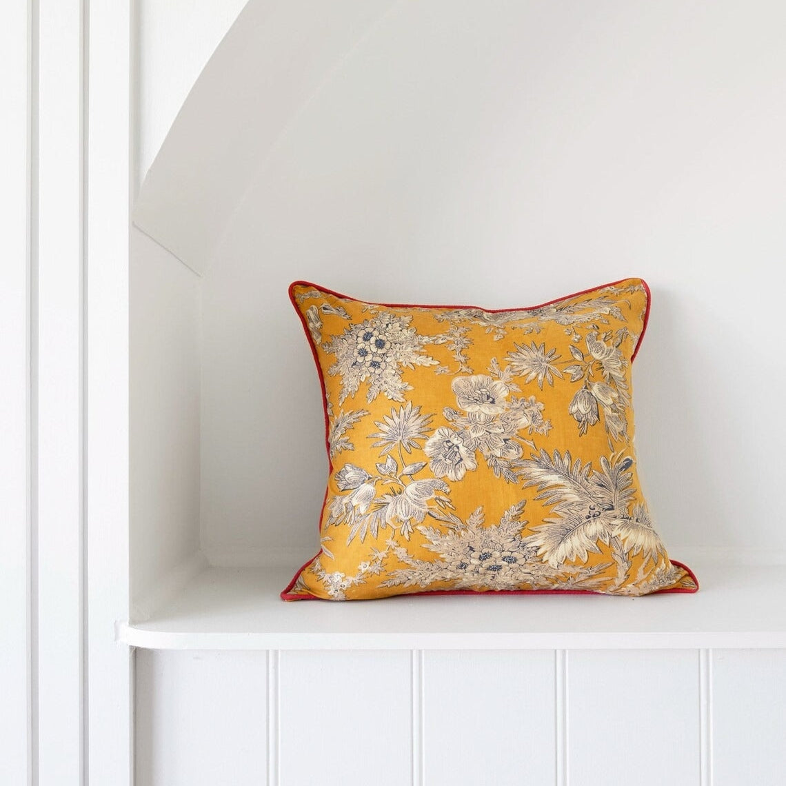 Mexican Cotton Cushion Cover - Canary Floral