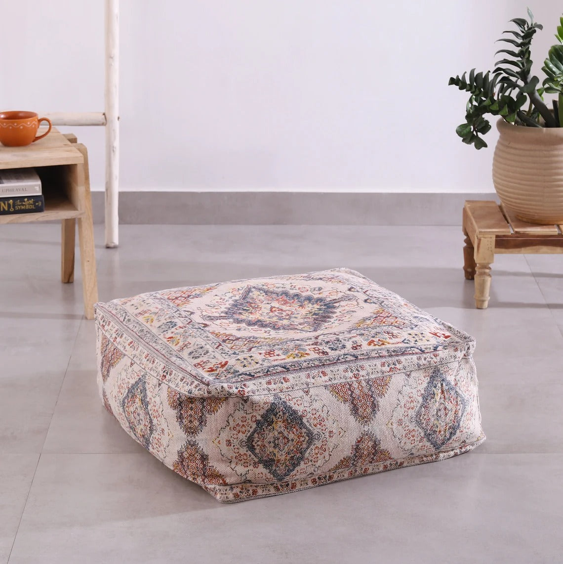 Moroccan Ottoman Cushion Cover, Pouf - Bosphorus Breeze