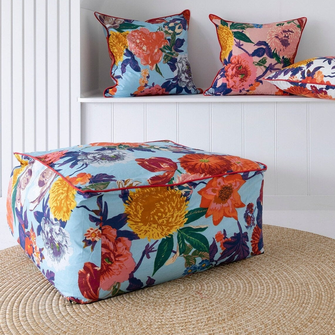 Moroccan Frida Ottoman Cover, Cushion Cover- Sapphire Dream
