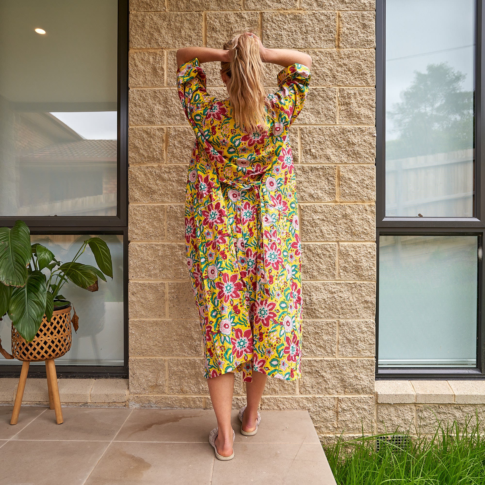 'Floral Flourish' 100% Cotton Kimono Robe