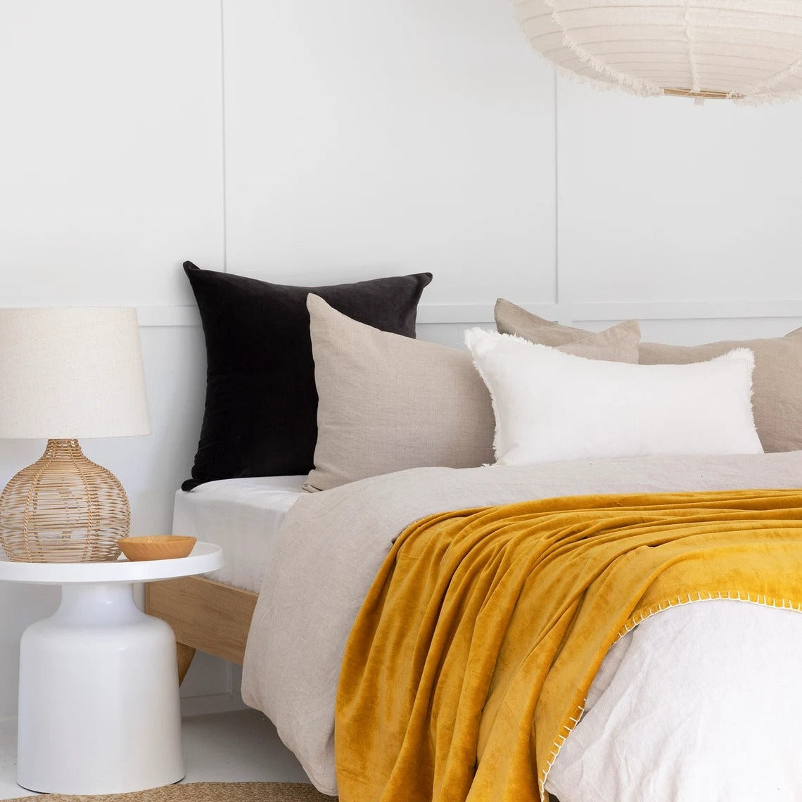 Luxury Cotton Throw Wool Rug Blanket - Boho Yellow