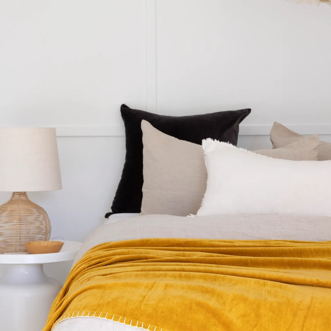 Luxury Cotton Throw Wool Rug Blanket - Boho Yellow