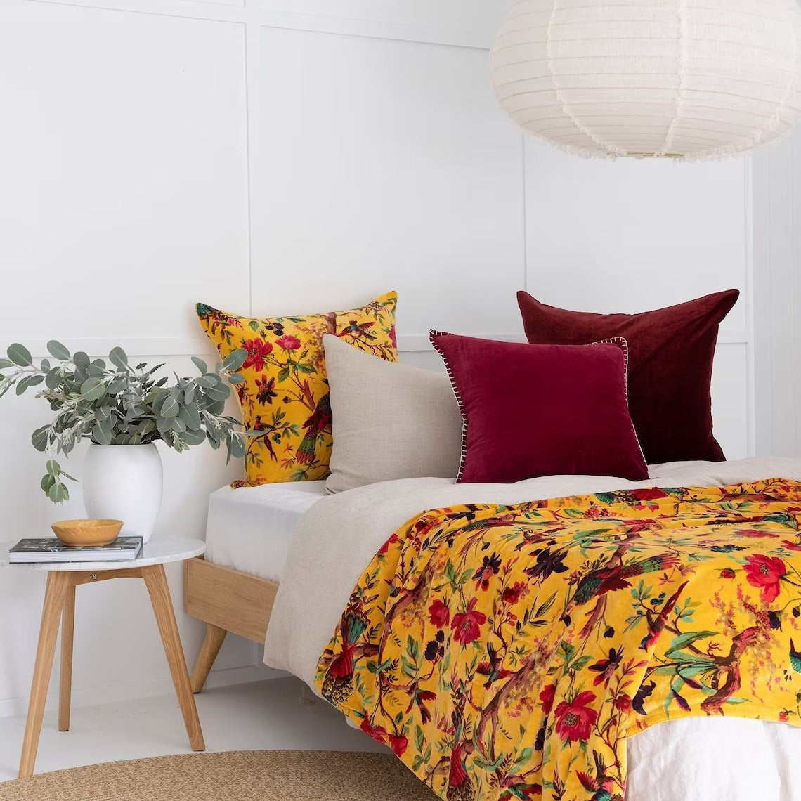 Mexican Velvet Cotton Throw Frida Sunflower Yellow