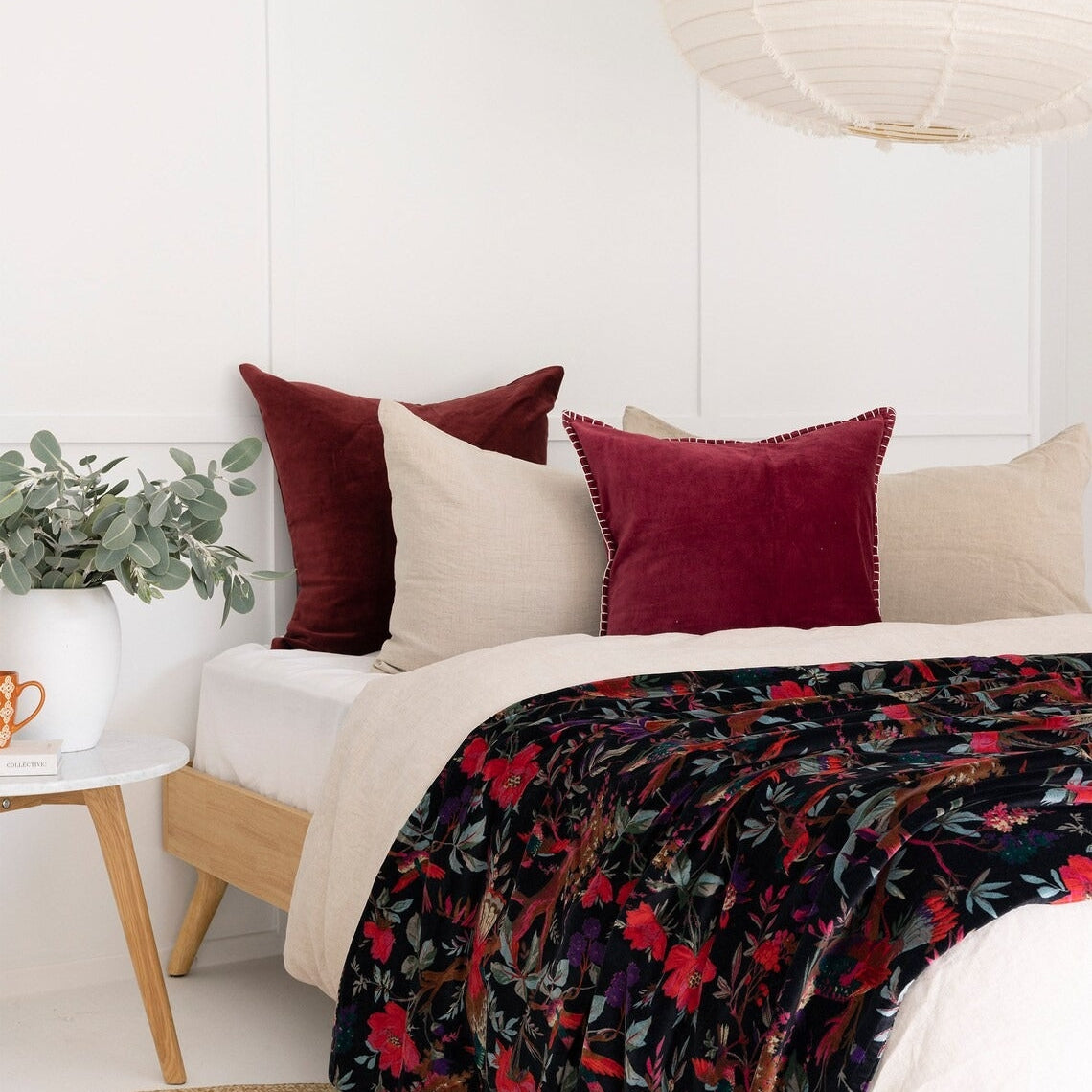 Mexican Velvet Cotton Throw Frida Indigo