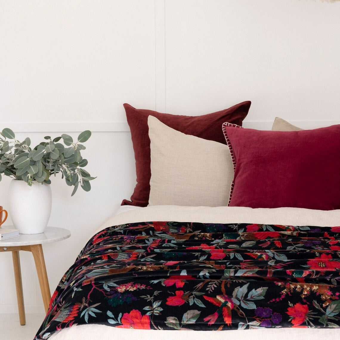 Mexican Velvet Cotton Throw Frida Indigo