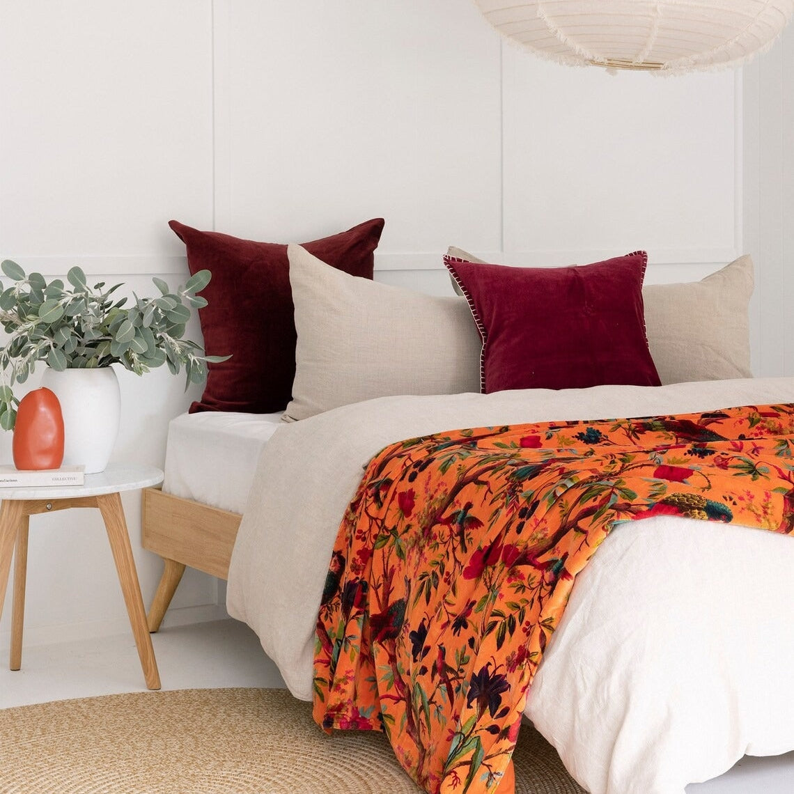 Mexican Velvet Cotton Throw Frida Orange