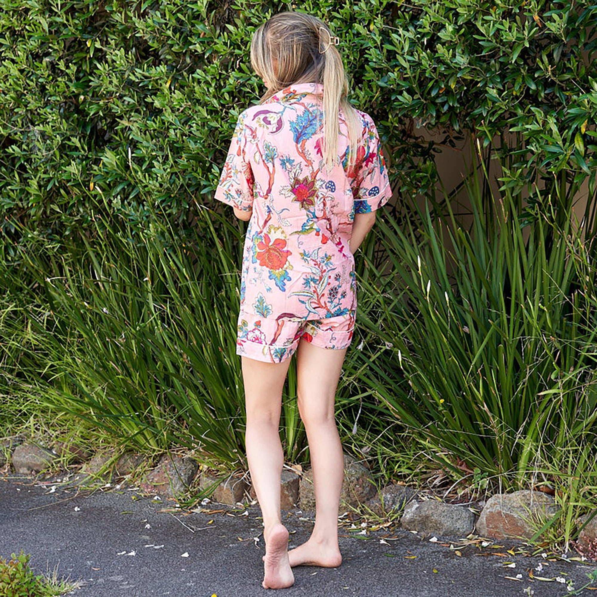 Cotton pyjama shorts relaxed fit summer wear
Floral cotton sleepwear lightweight women
