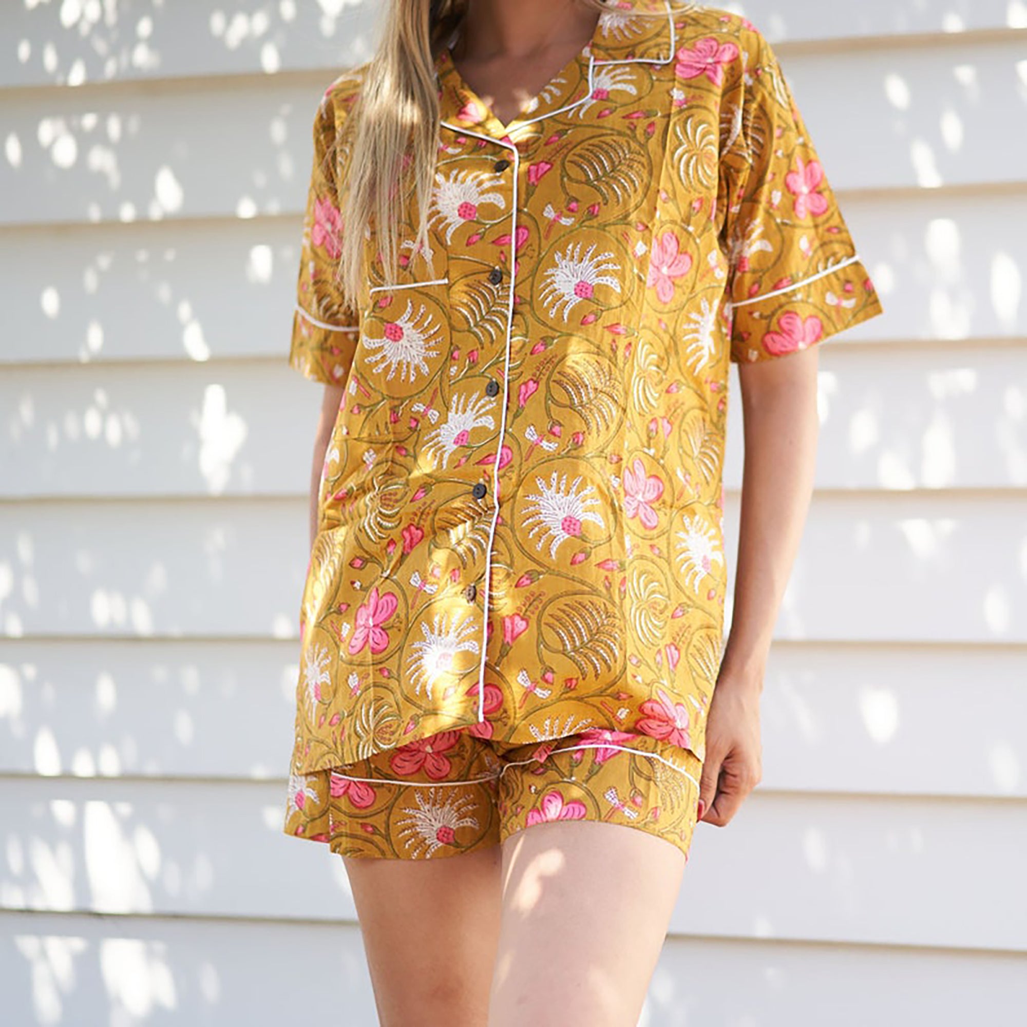 'Botanical Retreat' 100% Cotton Pyjama Shorts Set