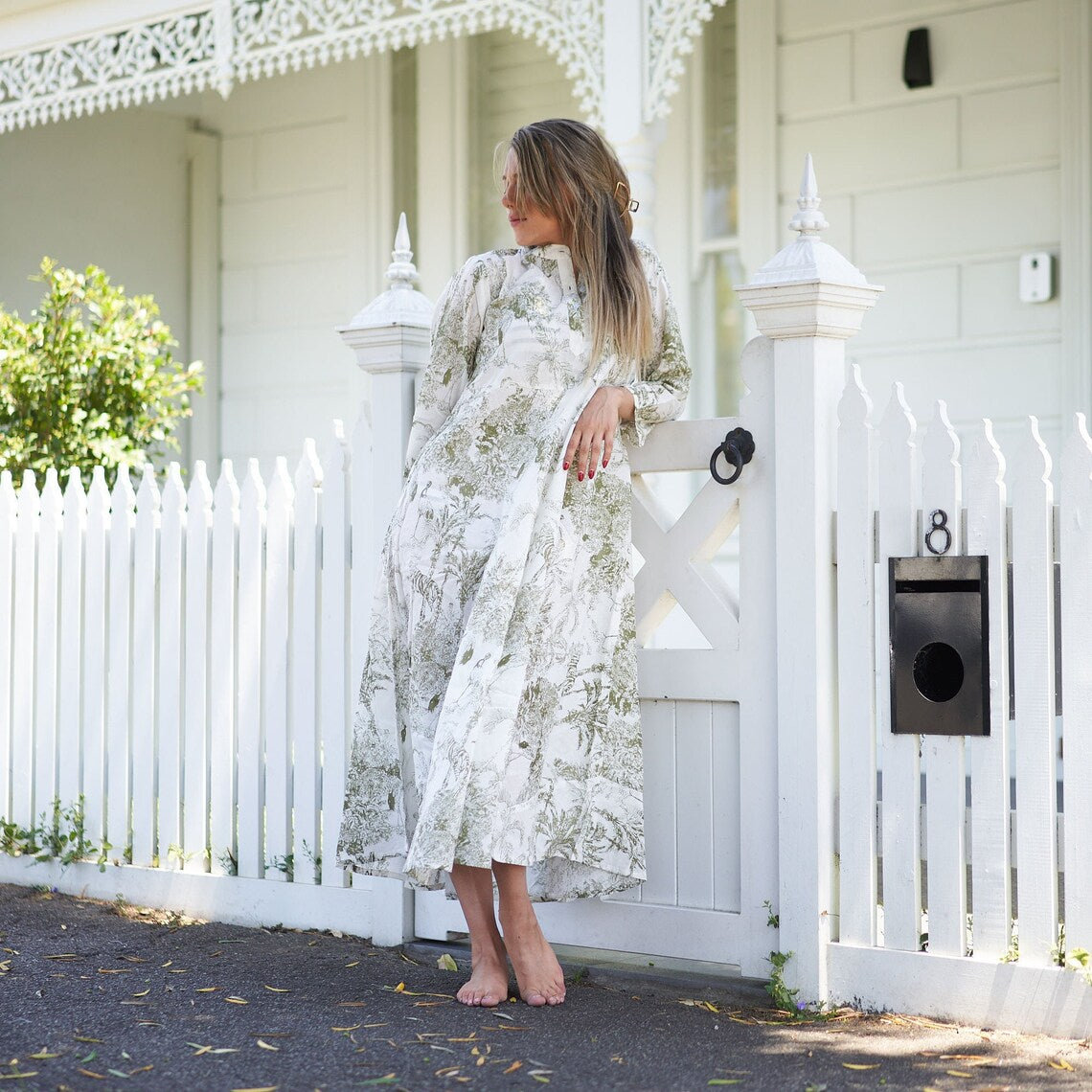 princess polly baby blue dress Boho Wrap Dress: Off White Raw Cotton Maxi Dress main image 1
