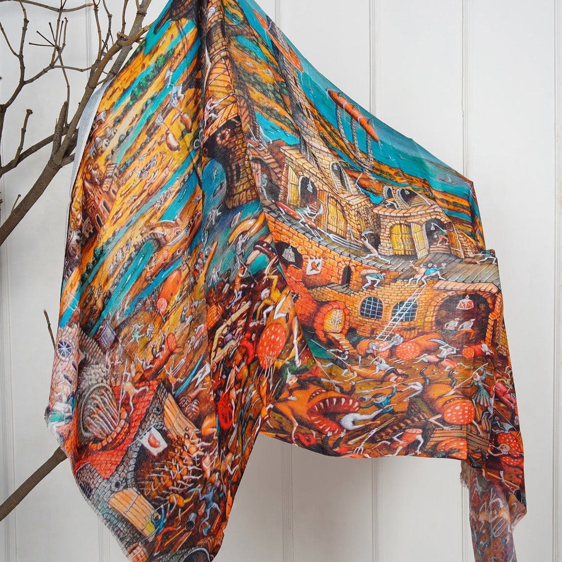 Silk Modal Scarf - Brown/Blue
