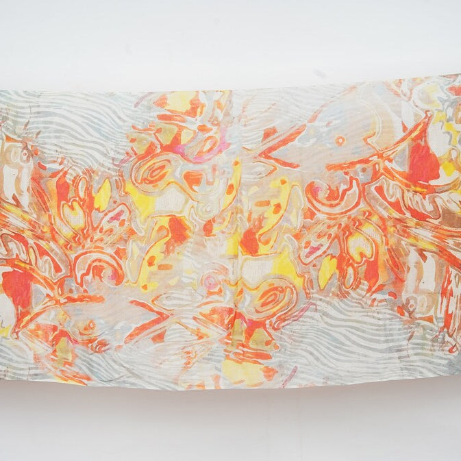 Silk Modal Scarf - Cream/Orange