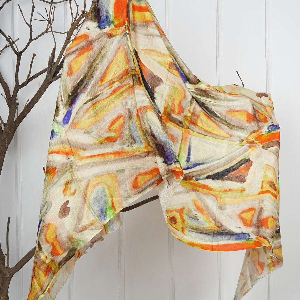 Silk Modal Scarf - Yellow/Cream