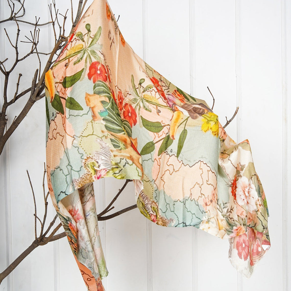 Silk Modal Scarf - Peach