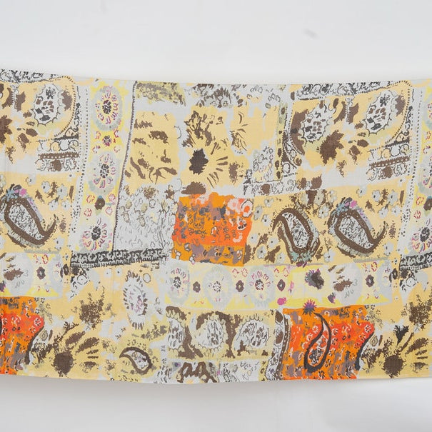 Silk Modal Scarf - White/Yellow