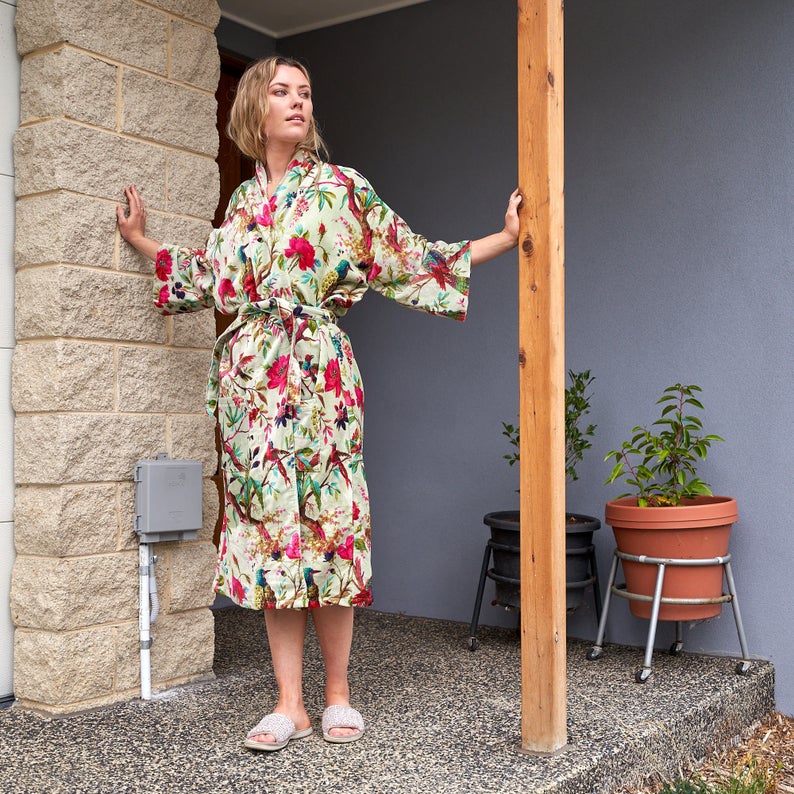 'Luxe Lounge' 100% Cotton Velvet Kimono Robe