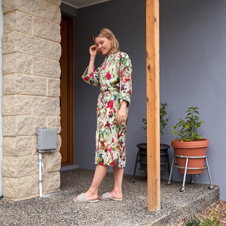 'Luxe Lounge' 100% Cotton Velvet Kimono Robe