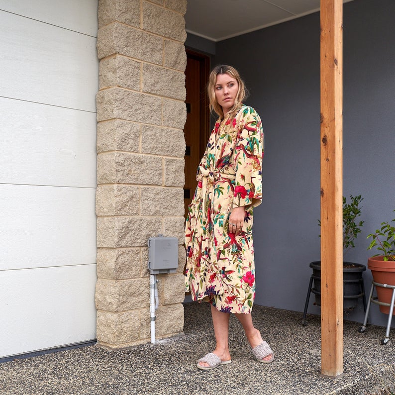 'Sumptuous Sanctuary' 100% Cotton Velvet Kimono Robe