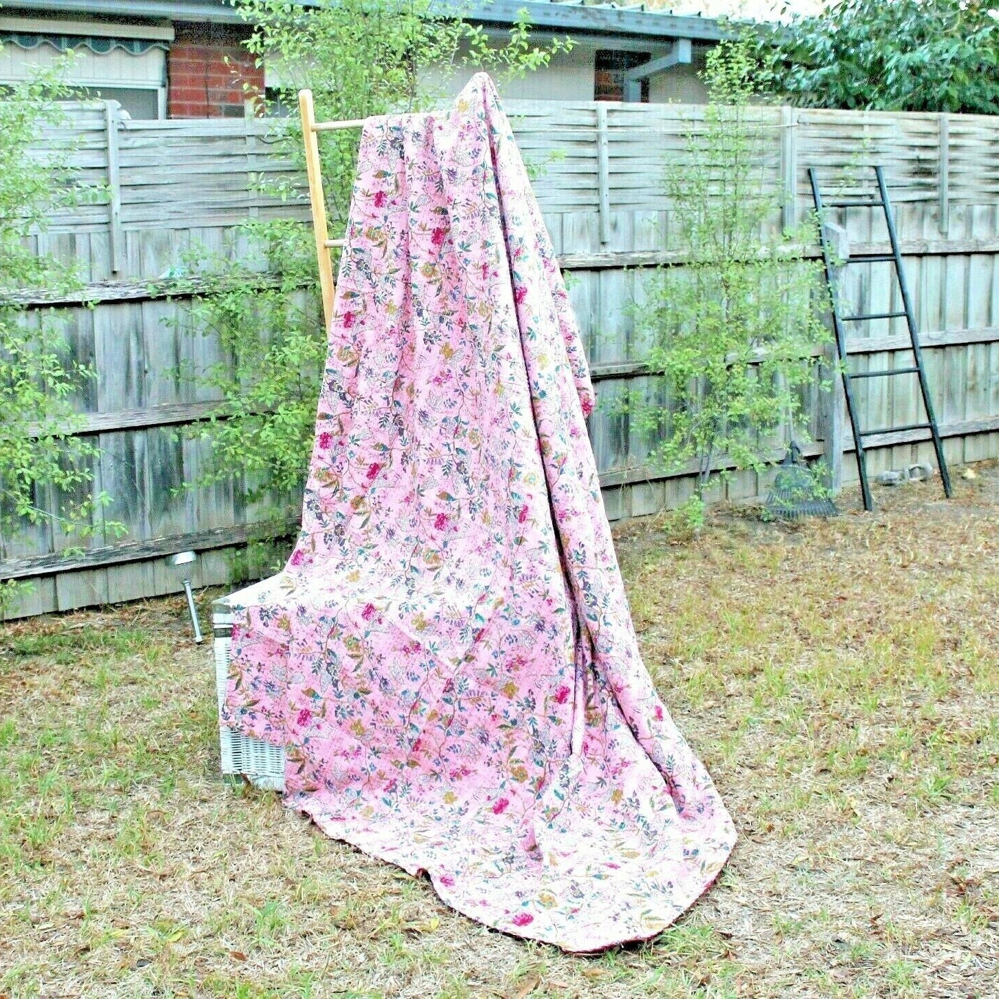 Linen Connections Indian Kantha Quilt - Pink Beauty