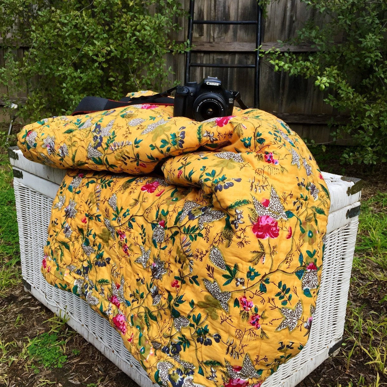 Linen Connections Indian Kantha Throw Duvet Set - Yellow Haze