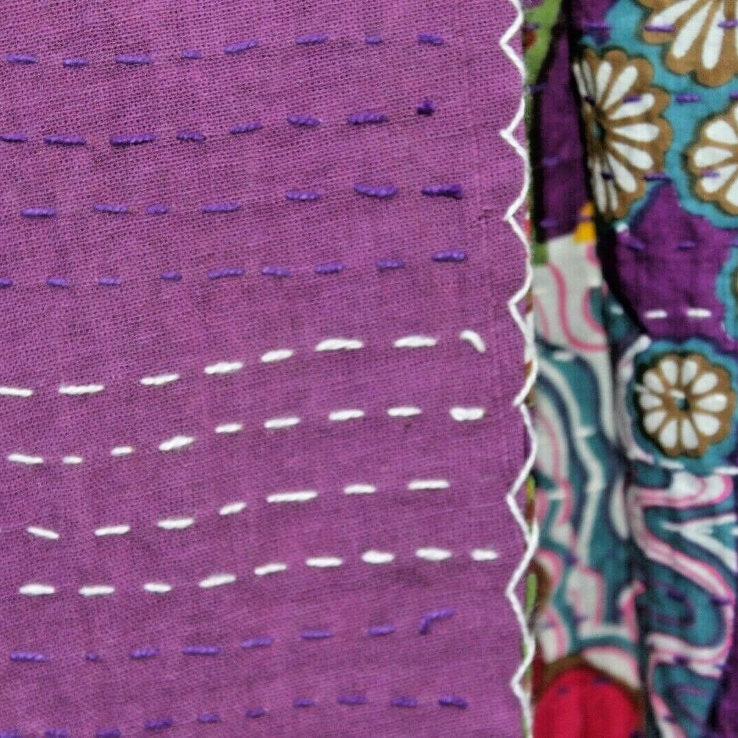 Linen Connections Handmade Indian Kantha Quilt- Purple Hues