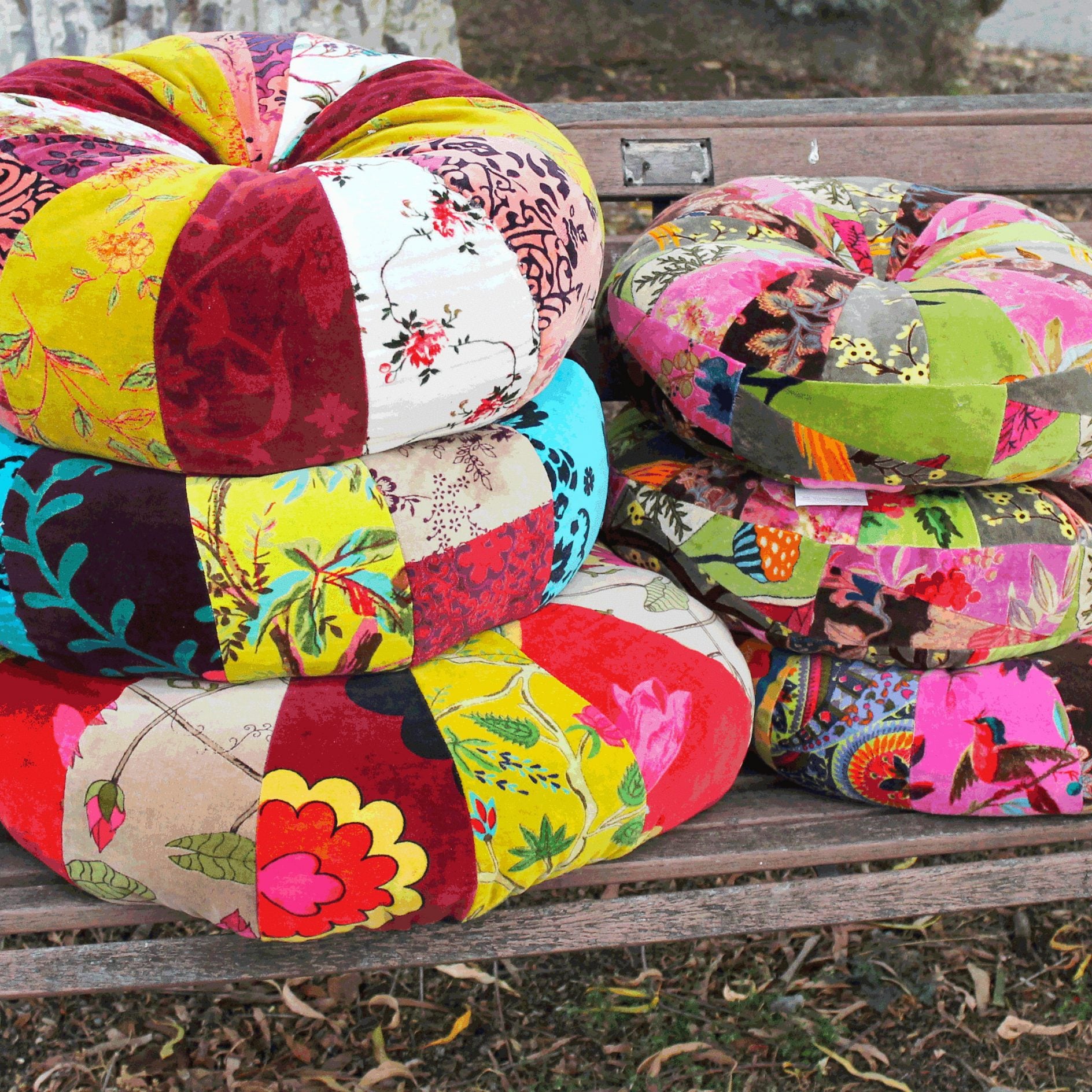 'Rustic Charm' 100% Cotton Velvet Patchwork Cushion Cover