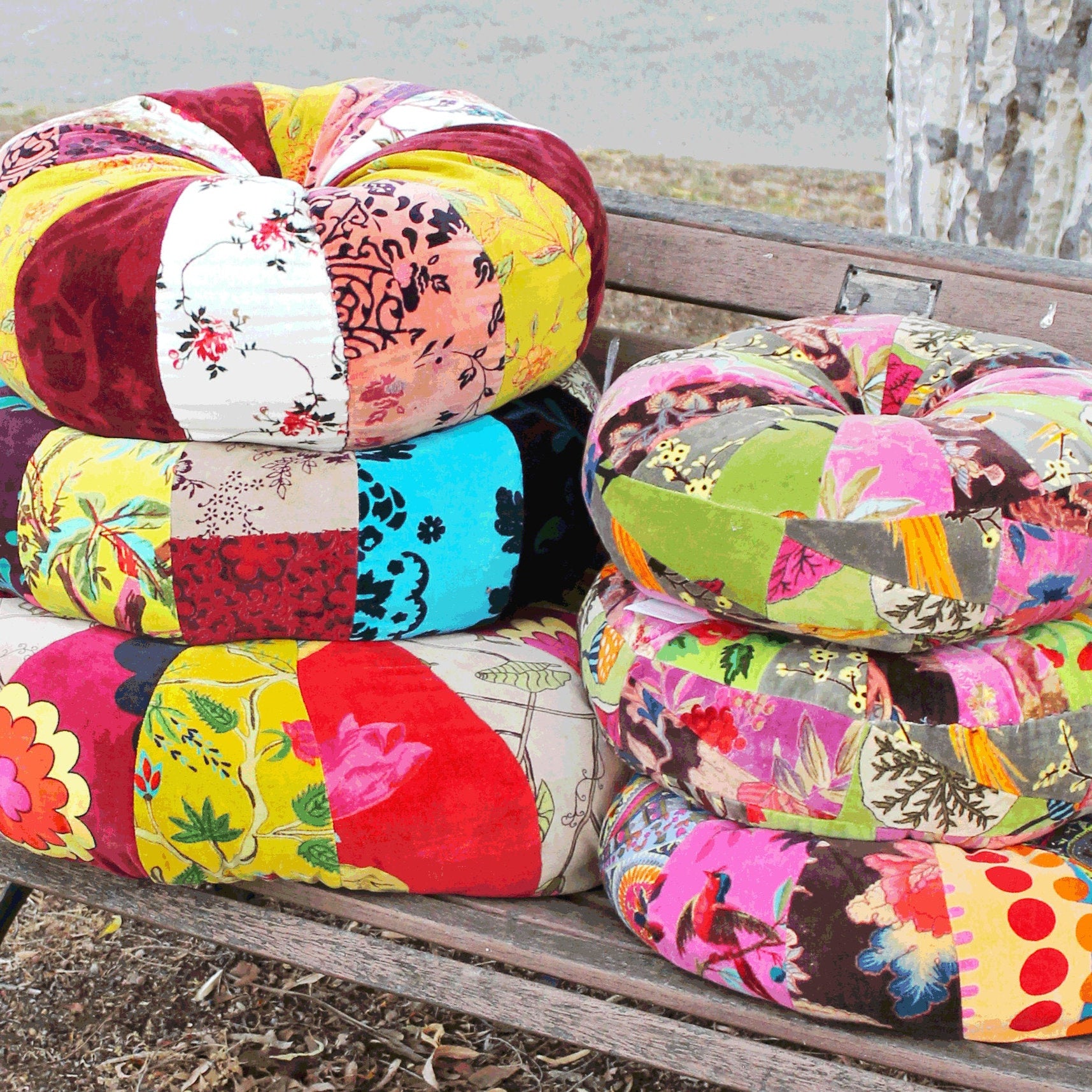 'Rustic Charm' 100% Cotton Velvet Patchwork Cushion Cover
