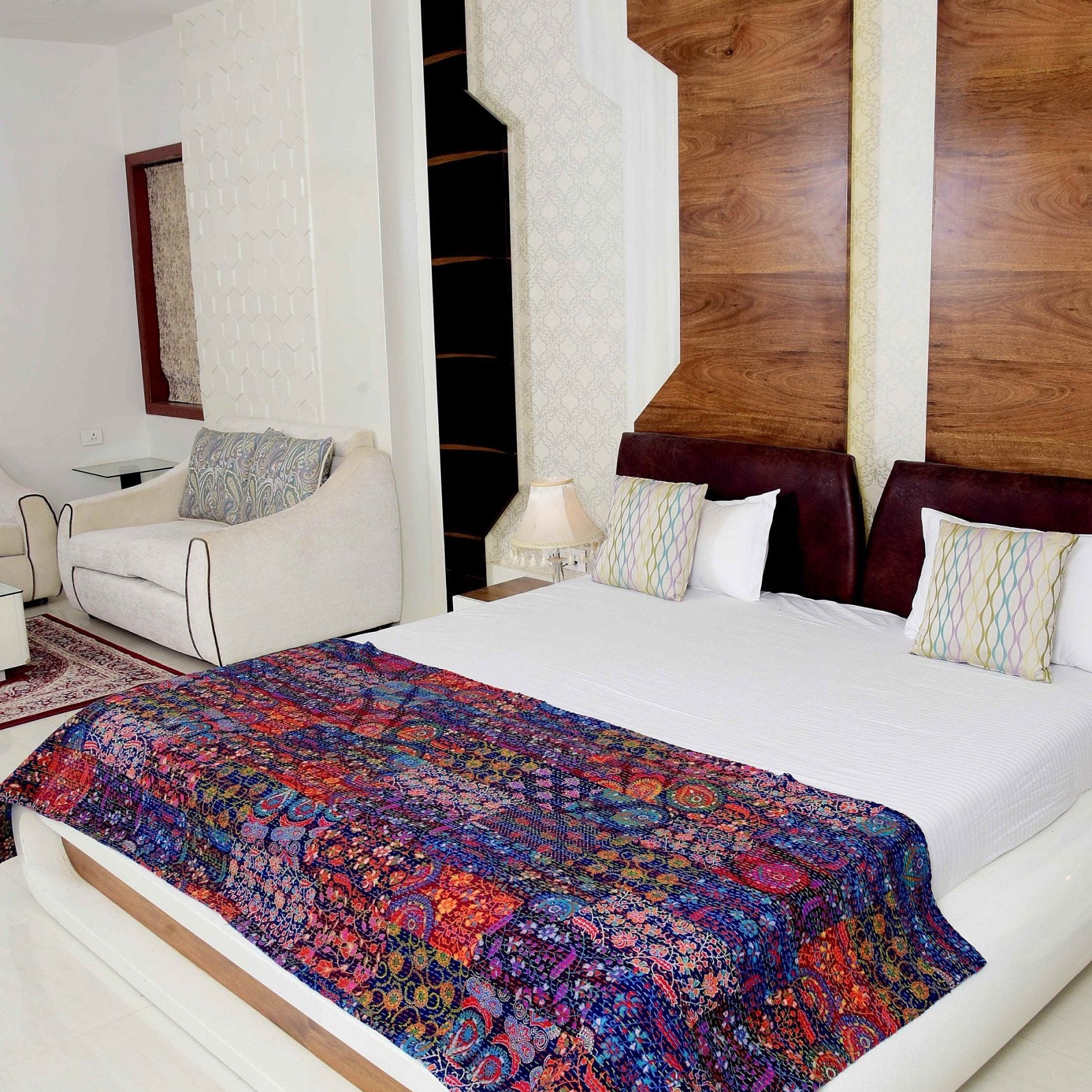 Linen Connections Indian Kantha Quilt - Purple Life