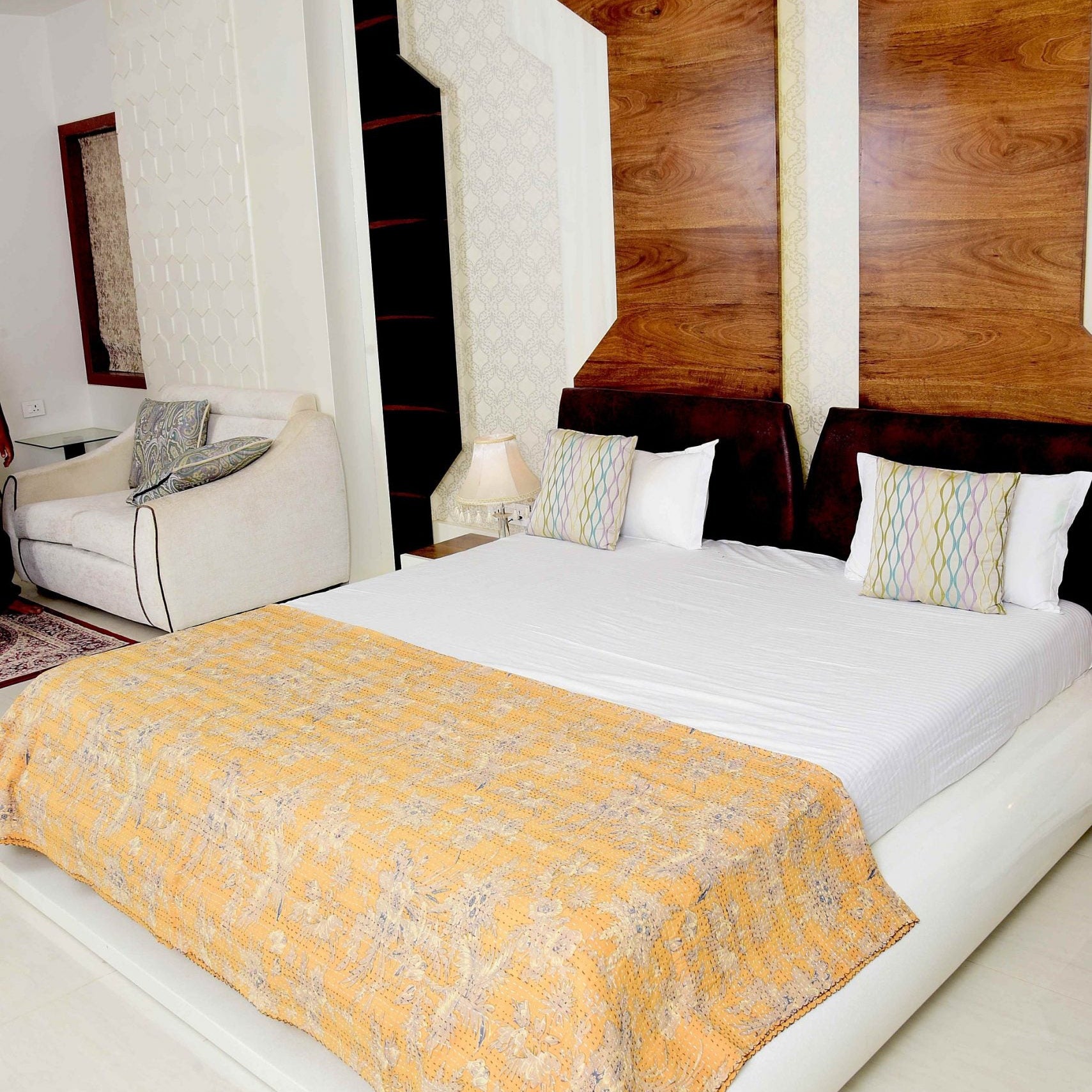 Linen Connections Handmade Indian Kantha Quilt - Pale Fiery