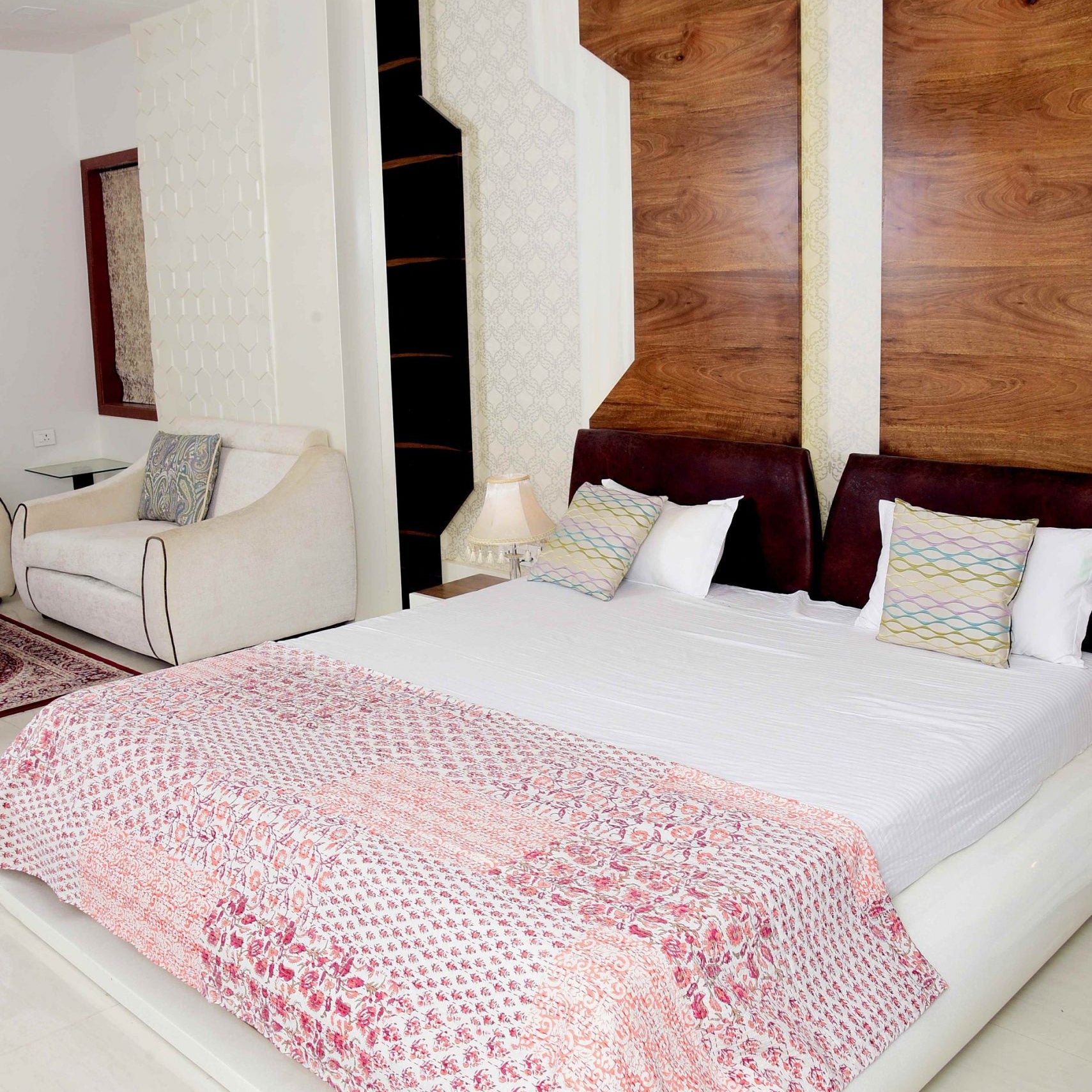 Linen Connections Handmade Indian Kantha Quilt - Mushy Pink