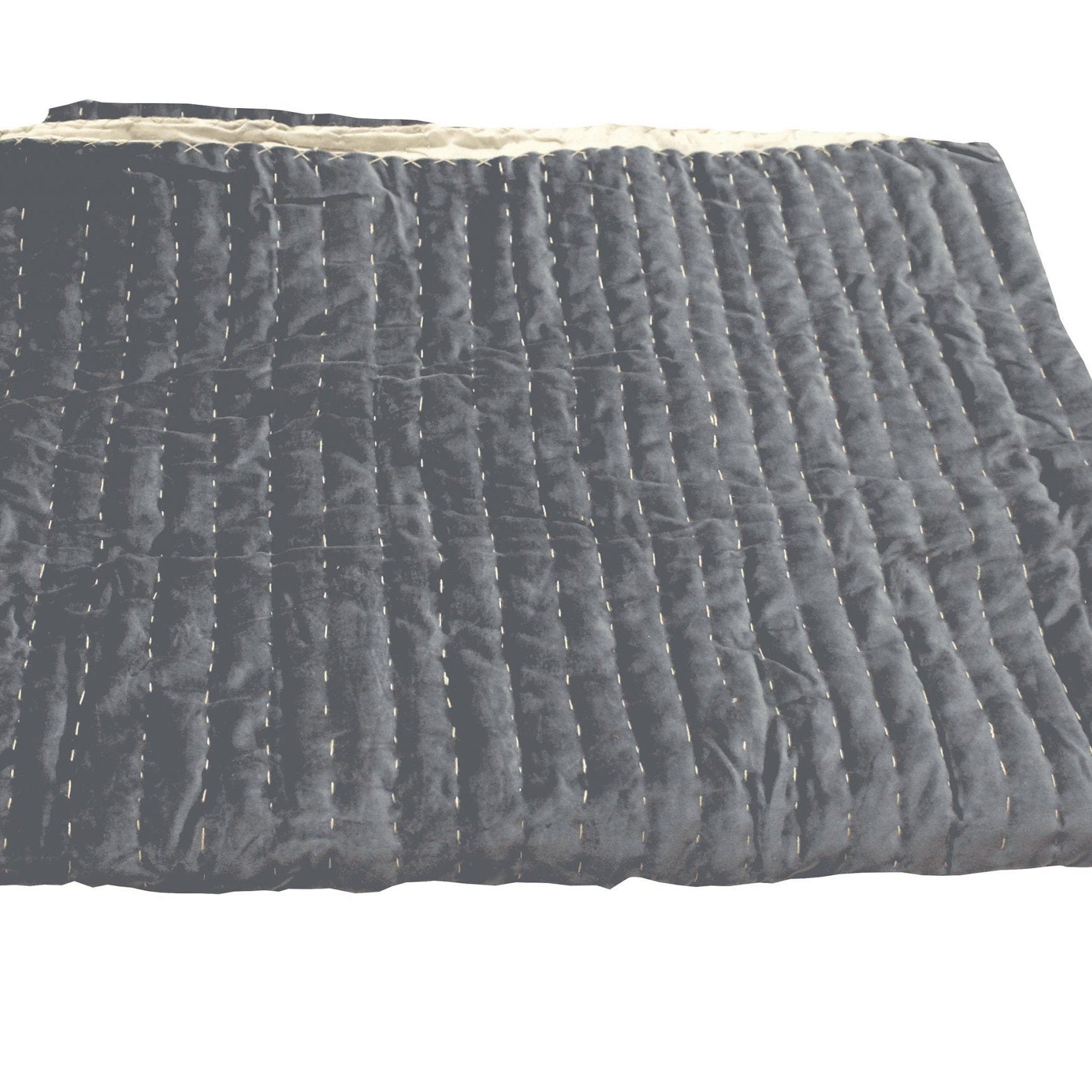 Velvet Cotton Quilt Patchwork Handmade Comforter - Grey