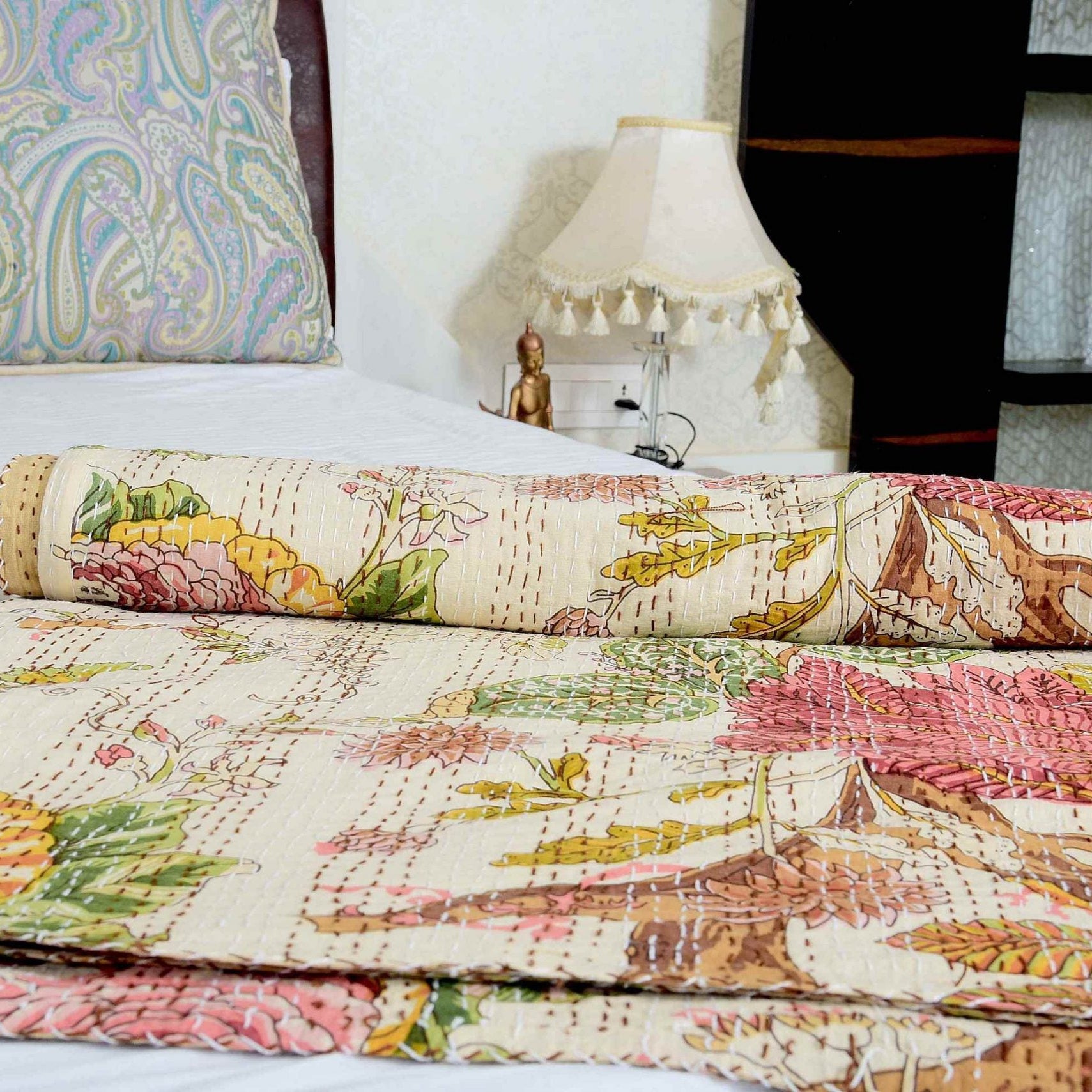 Linen Connections Handmade Kantha Quilt - Spiritual Tree