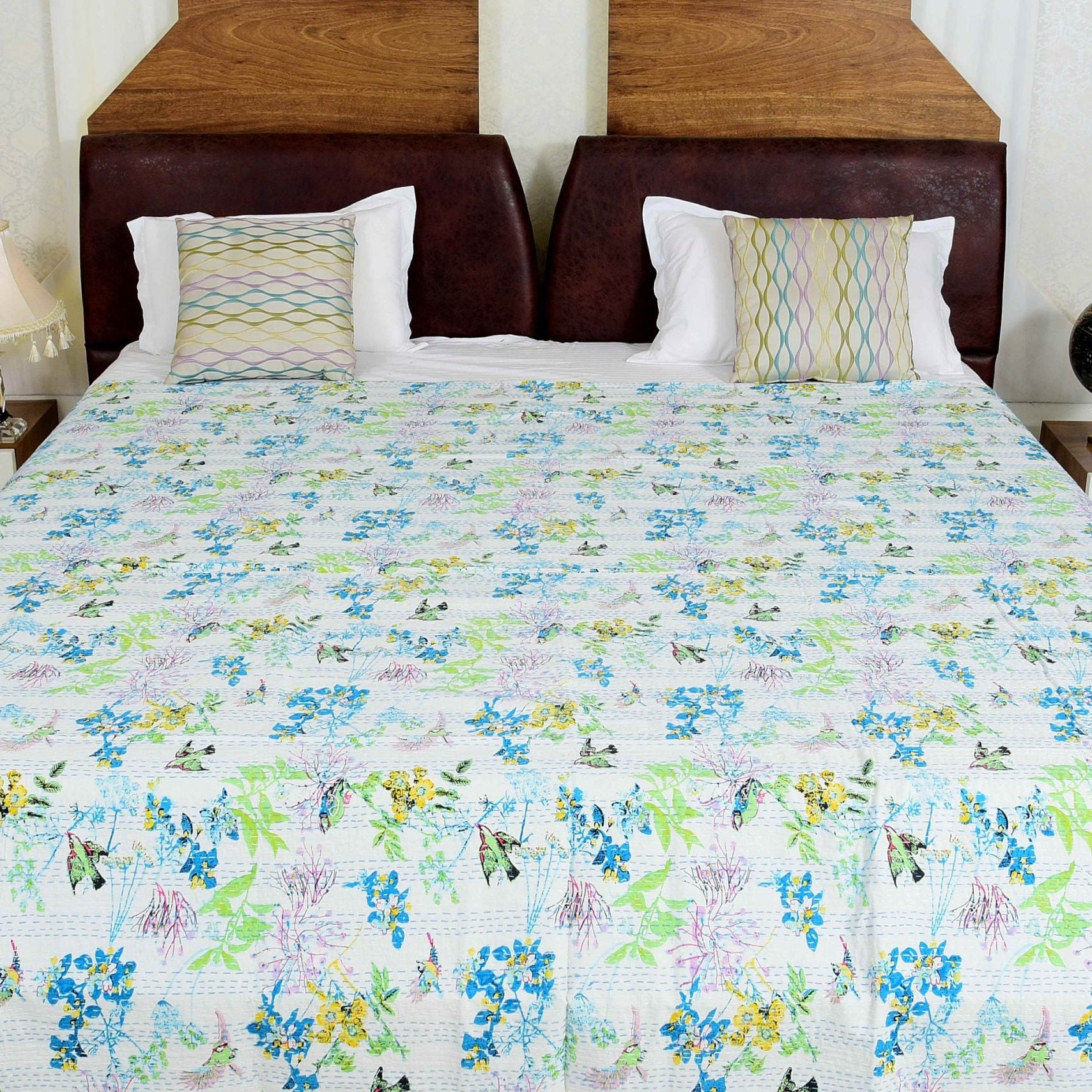 Linen Connections Handmade Indian Kantha Quilt- Harmony Hues