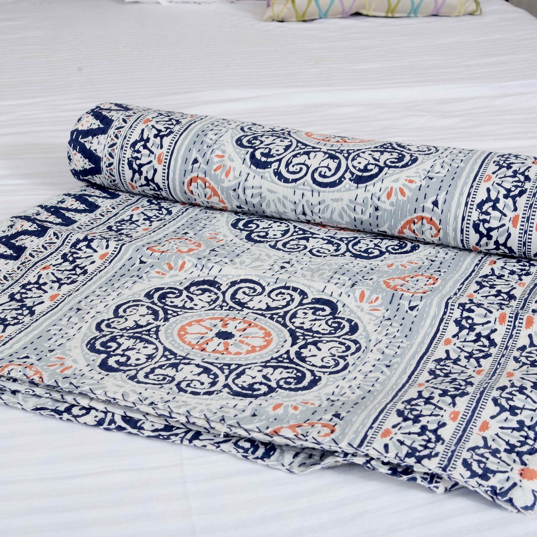 Linen Connections Indian Kantha Quilt - Crystals