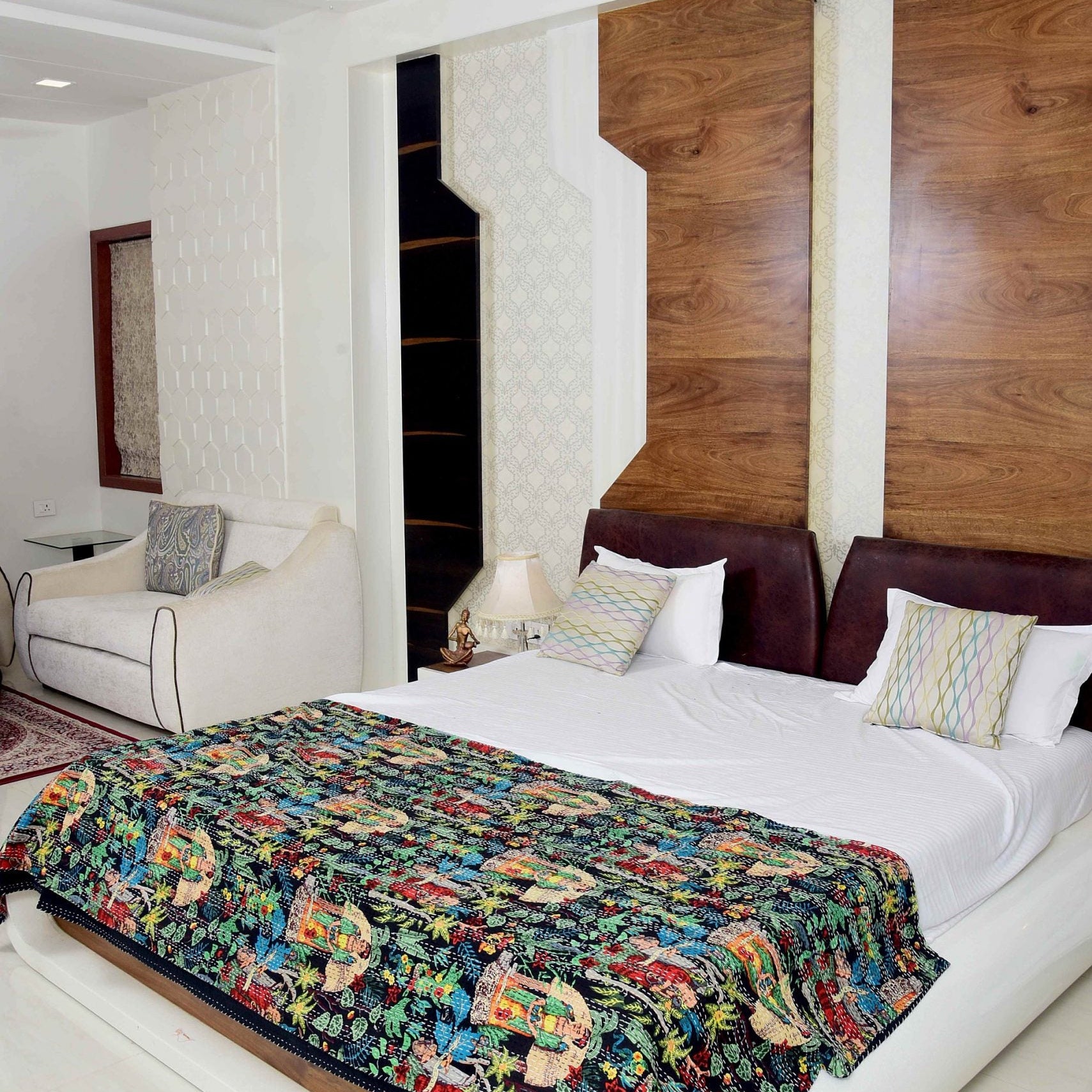 Linen Connections Indian Kantha Quilt - Frida Black