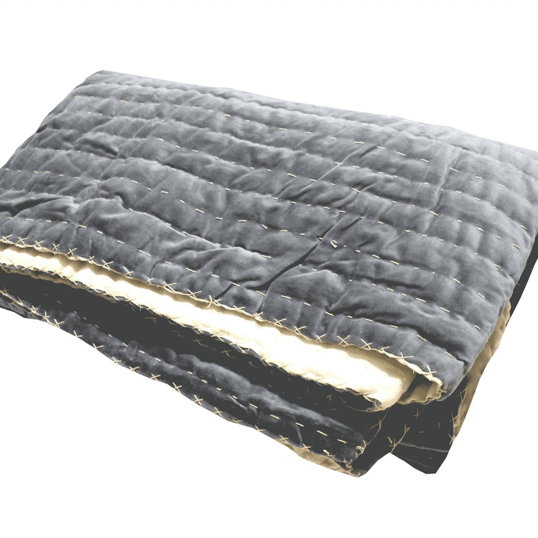Velvet Cotton Quilt Patchwork Handmade Comforter - Grey