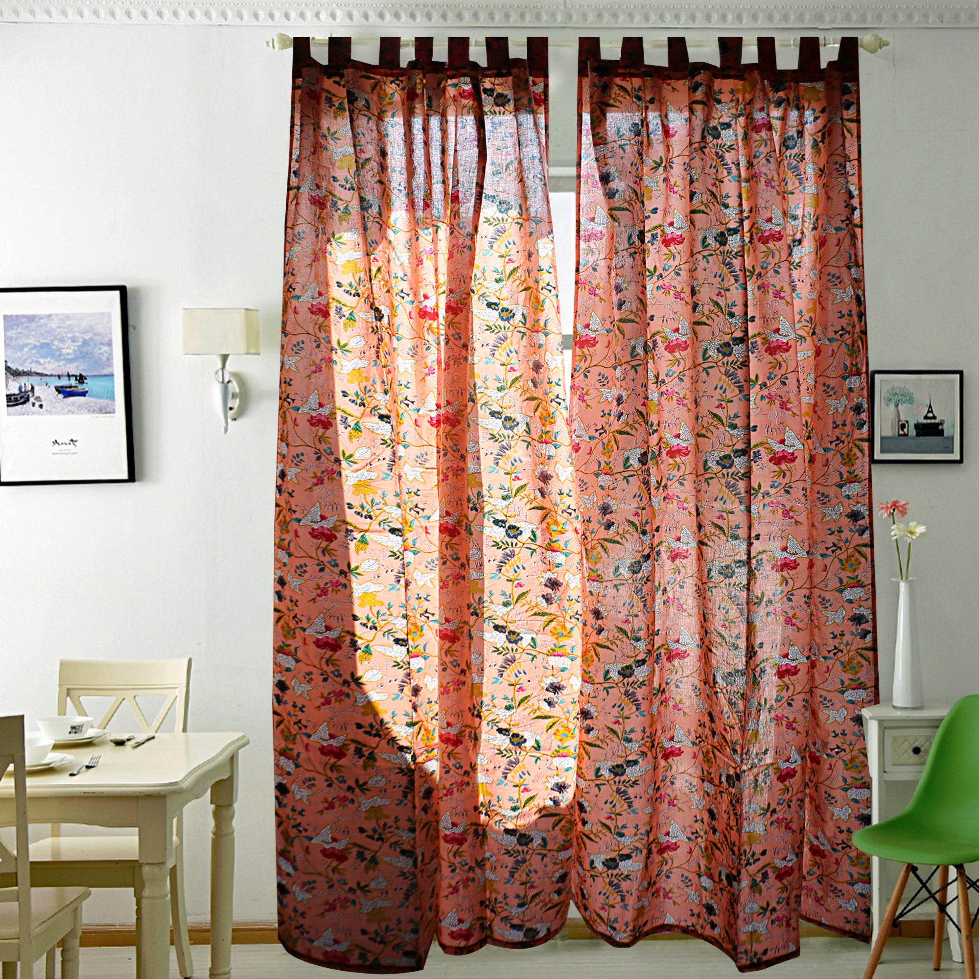 'Blooming Botanicals' 100% Cotton Boho Curtains