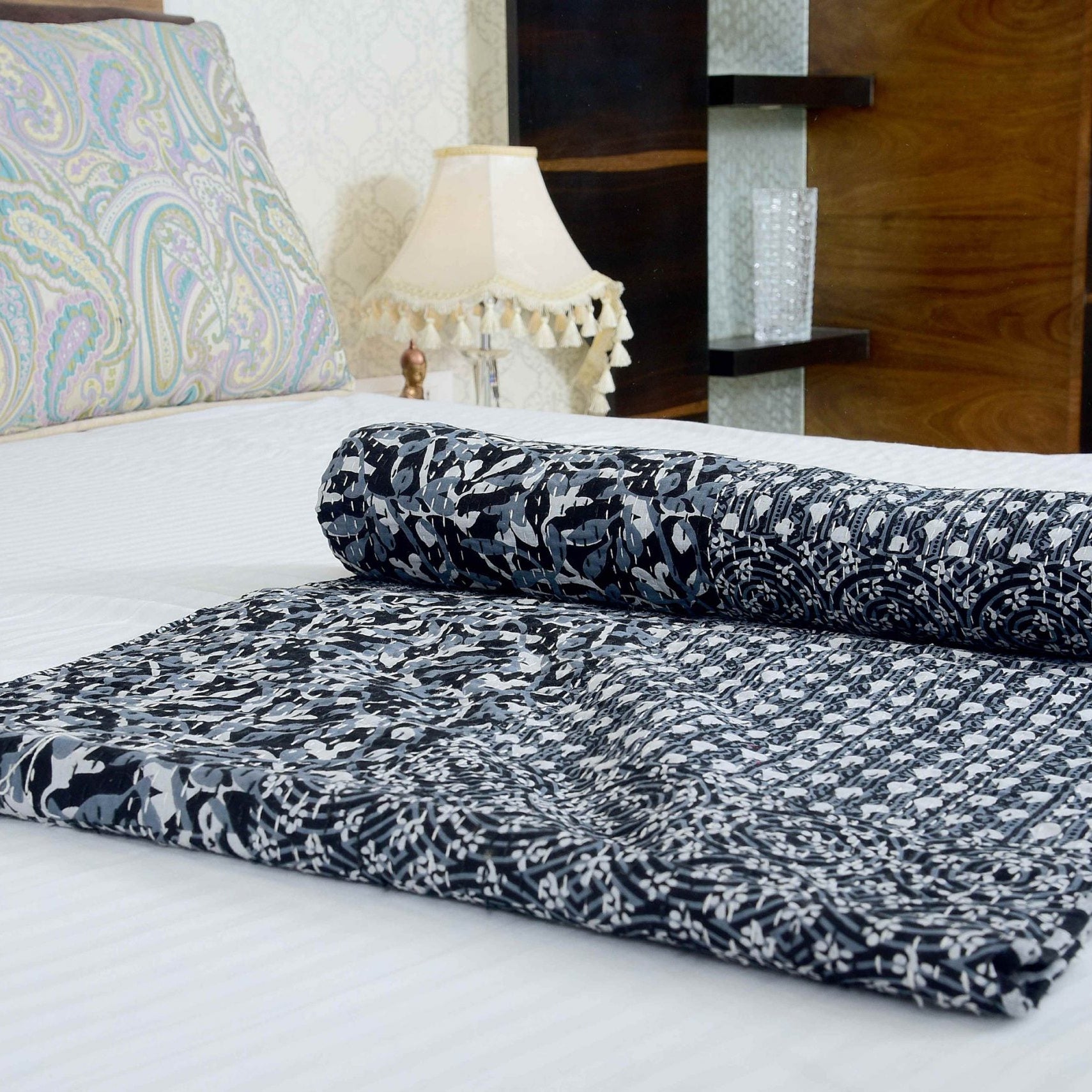 Linen Connections Handmade Indian Kantha Quilt - Blue Aurora