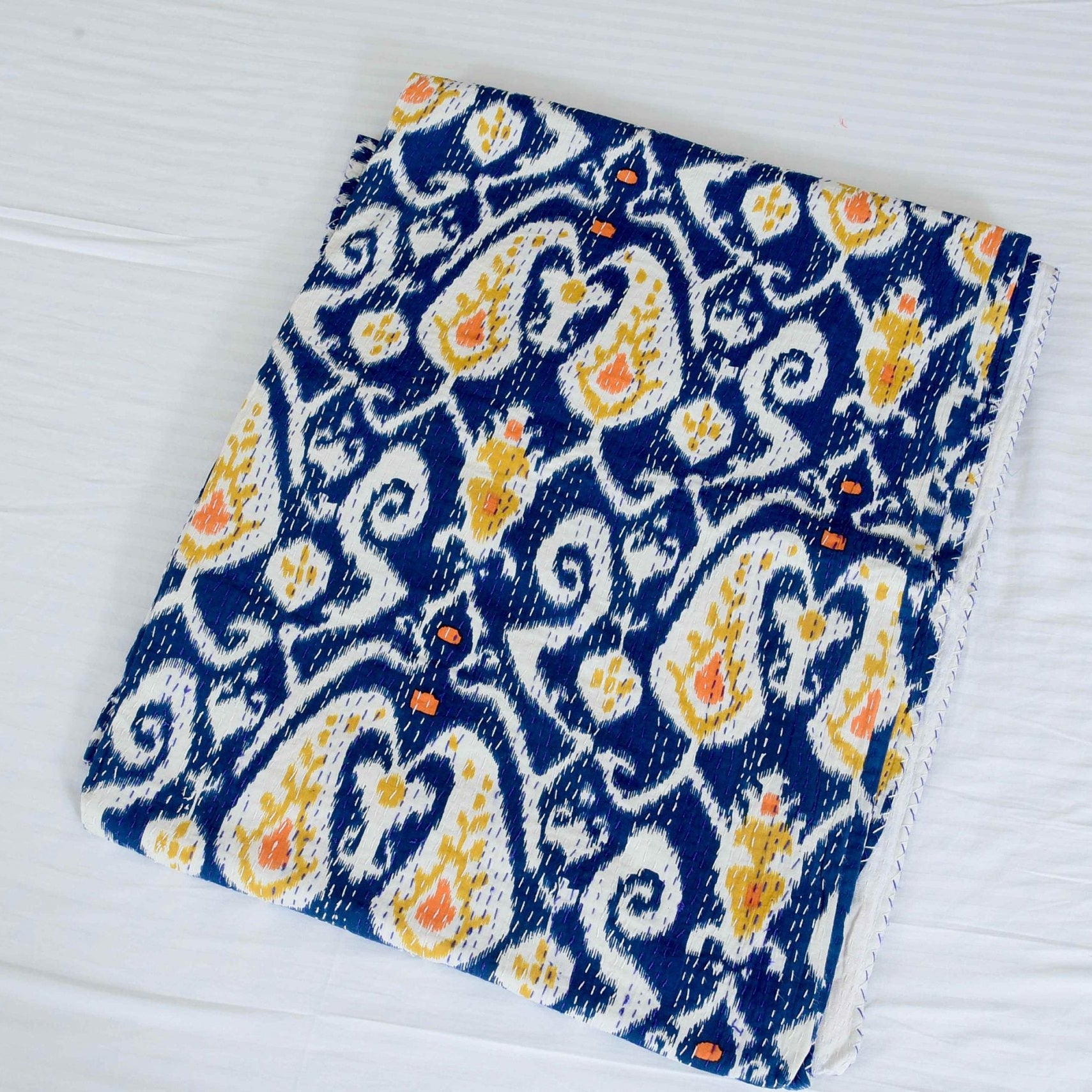 Linen Connections Handmade Indian Kantha Quilt- Navy Trinket