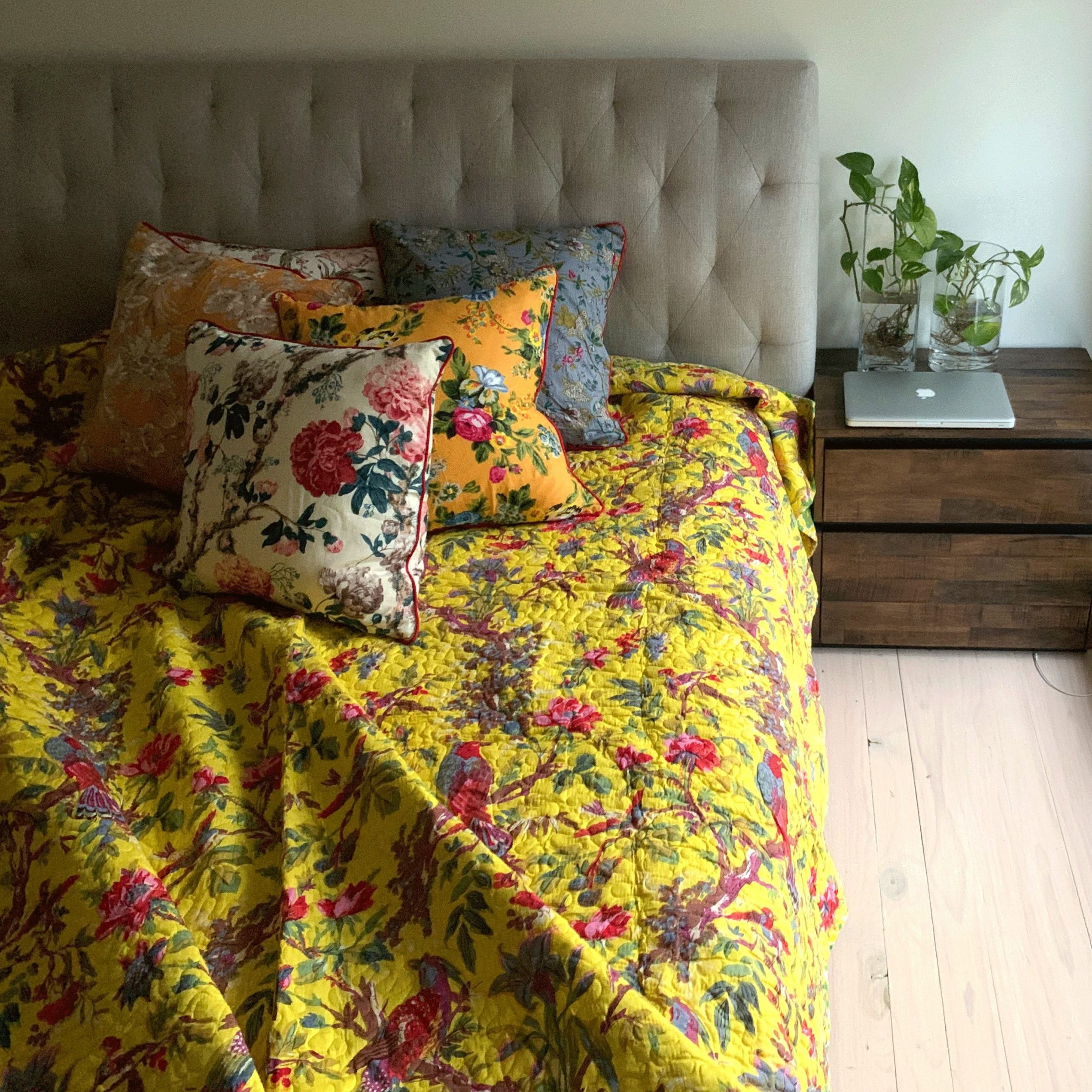 Linen Connections Floral Reversible Cotton Quilt - Sun