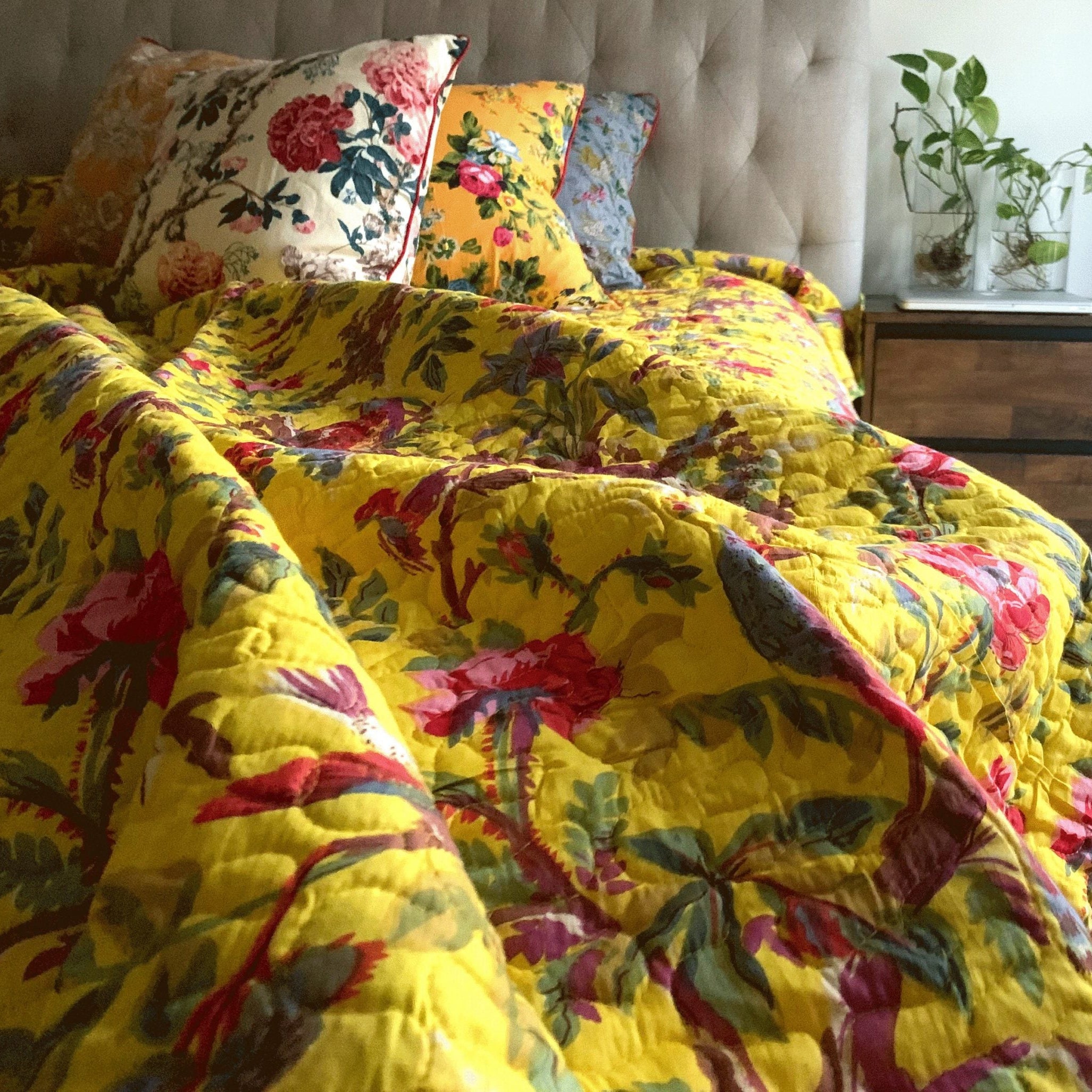 Linen Connections Floral Reversible Cotton Quilt - Sun