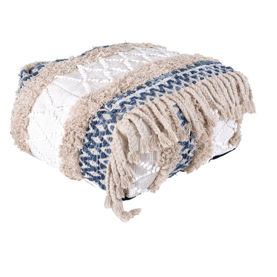 Moroccan Ottoman Cushion Cover, Pouf, Footstool - Tassels