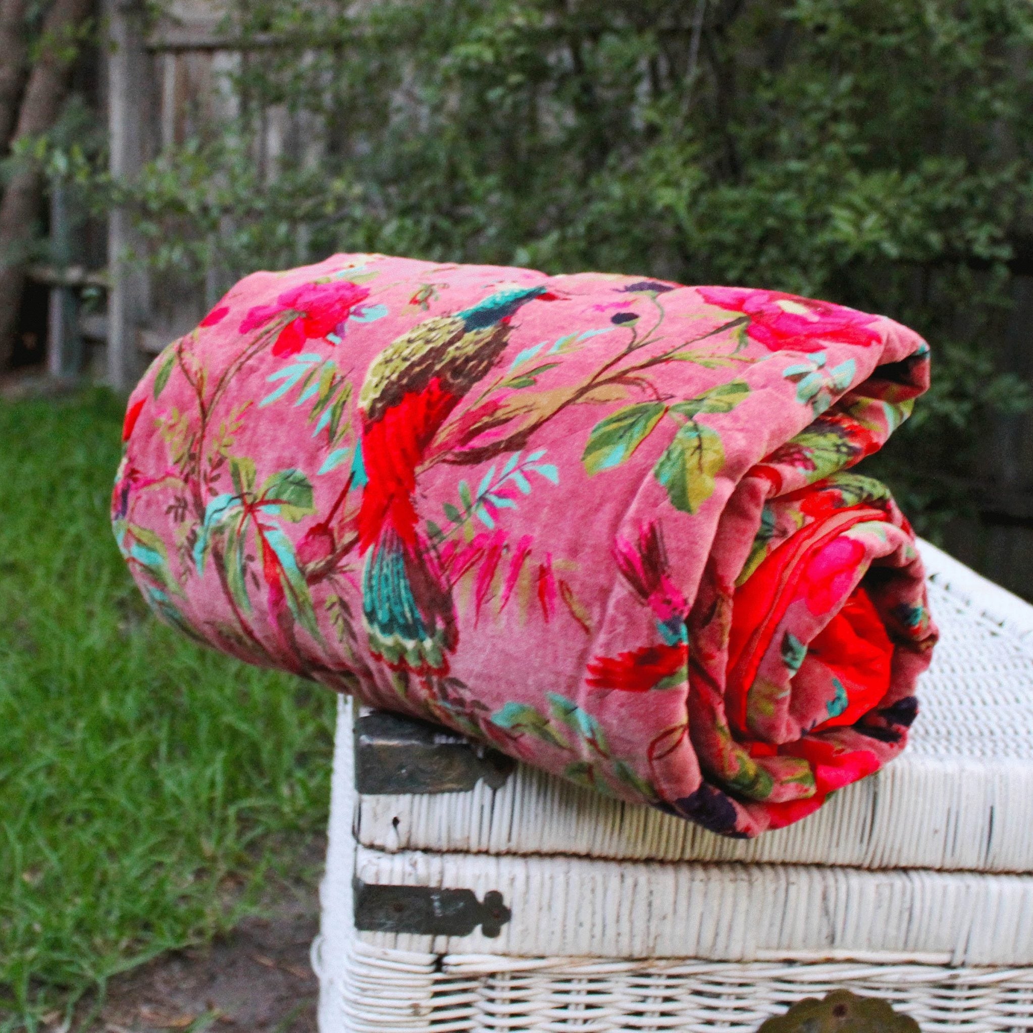 Floral Cotton Quilt Bedspread Comforter Duvet- Pink World