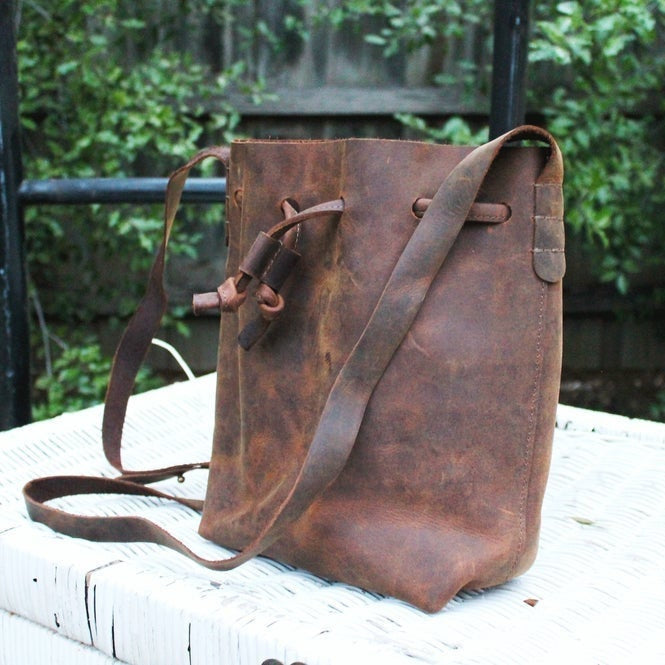 Tan Leather Crossbody Bag - Minimalist Small Purse