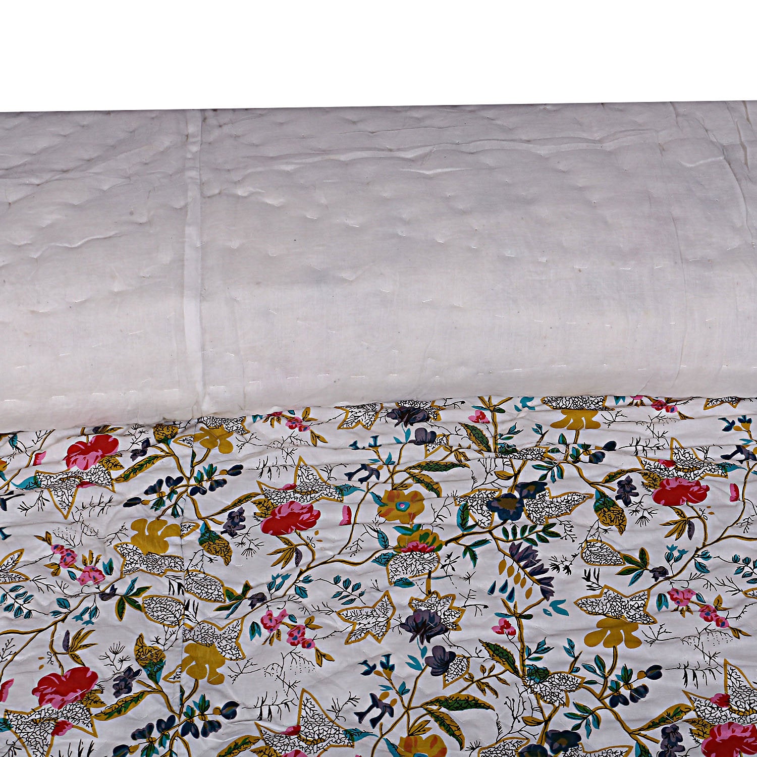 Linen Connections Kantha Quilt Blanket - White Bird