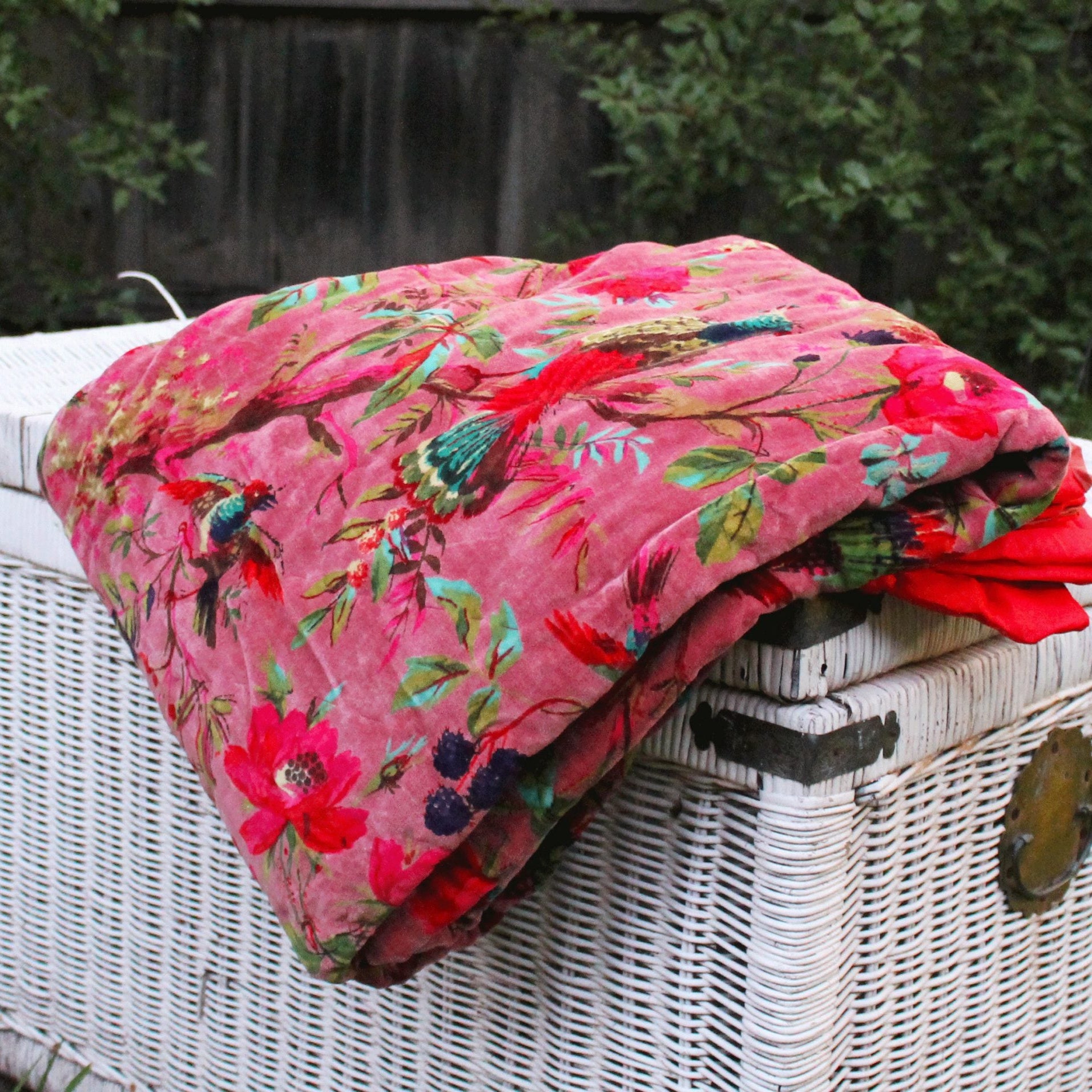 Floral Cotton Quilt Bedspread Comforter Duvet- Pink World